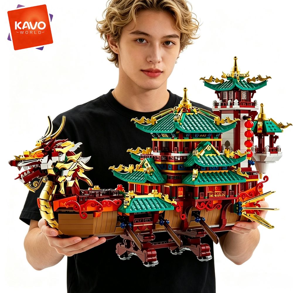 KAVOWORLD 2453pcs Dragon Boat  - огляд і ціна Retro Gaming Lego
