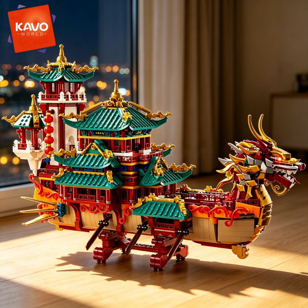 KAVOWORLD 2453pcs Dragon Boat  - огляд і ціна Retro Gaming Lego