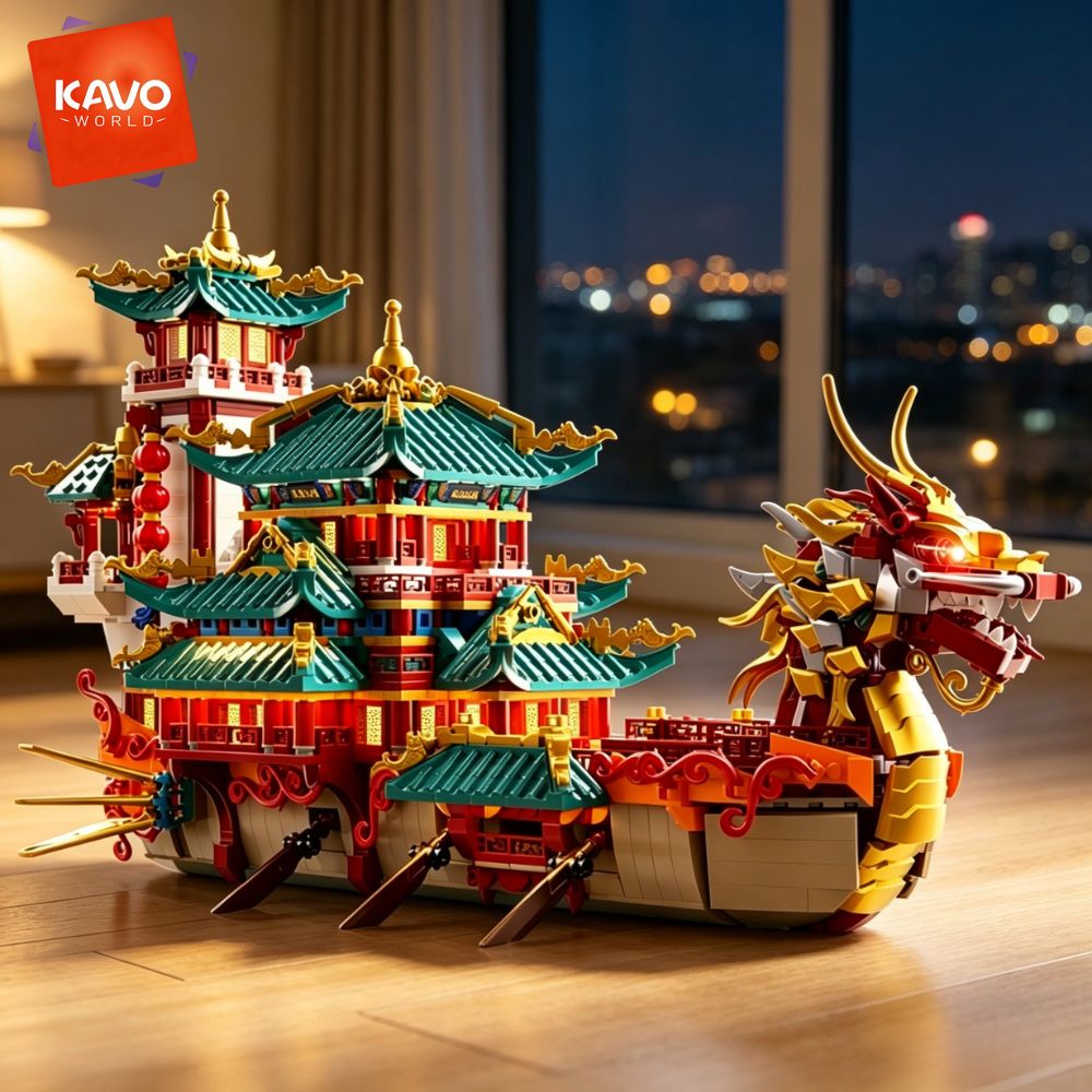 KAVOWORLD 2453pcs Dragon Boat  - огляд і ціна Retro Gaming Lego
