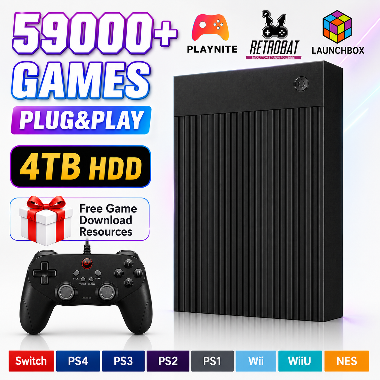 Portable 4TB Gaming HDD with 5 - огляд і ціна Retro Gaming Nintendo