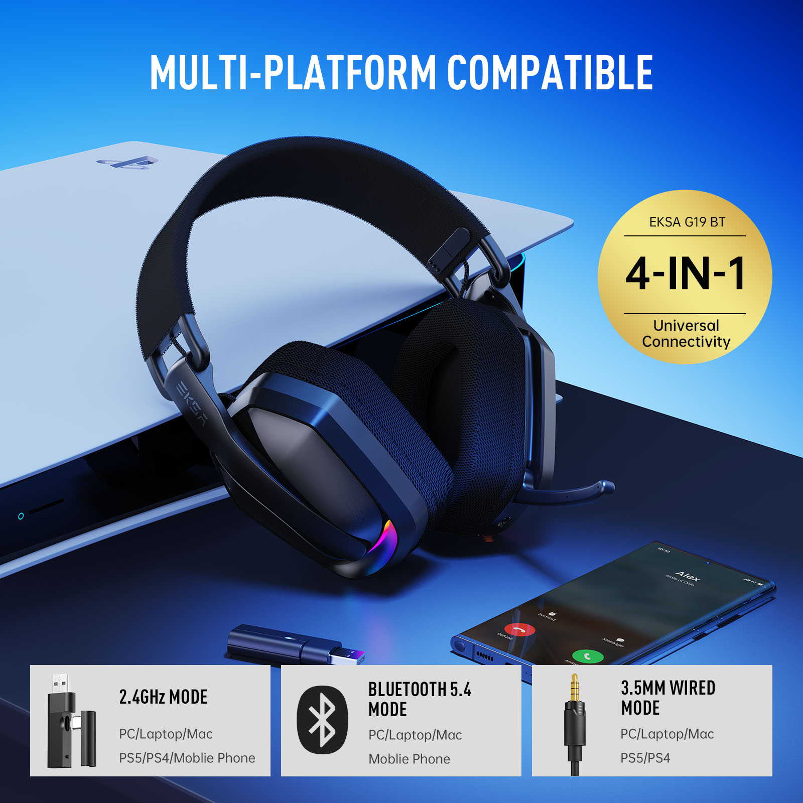 EKSA G19BT 2.4GHz Wireless Gam - огляд і ціна Retro Gaming Headset